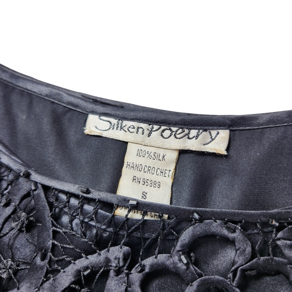 Vintage Silken Poetry 100% Silk Hand Crocheted Beaded Lace Maxi Skirt & Top Set - Picture 7 of 16